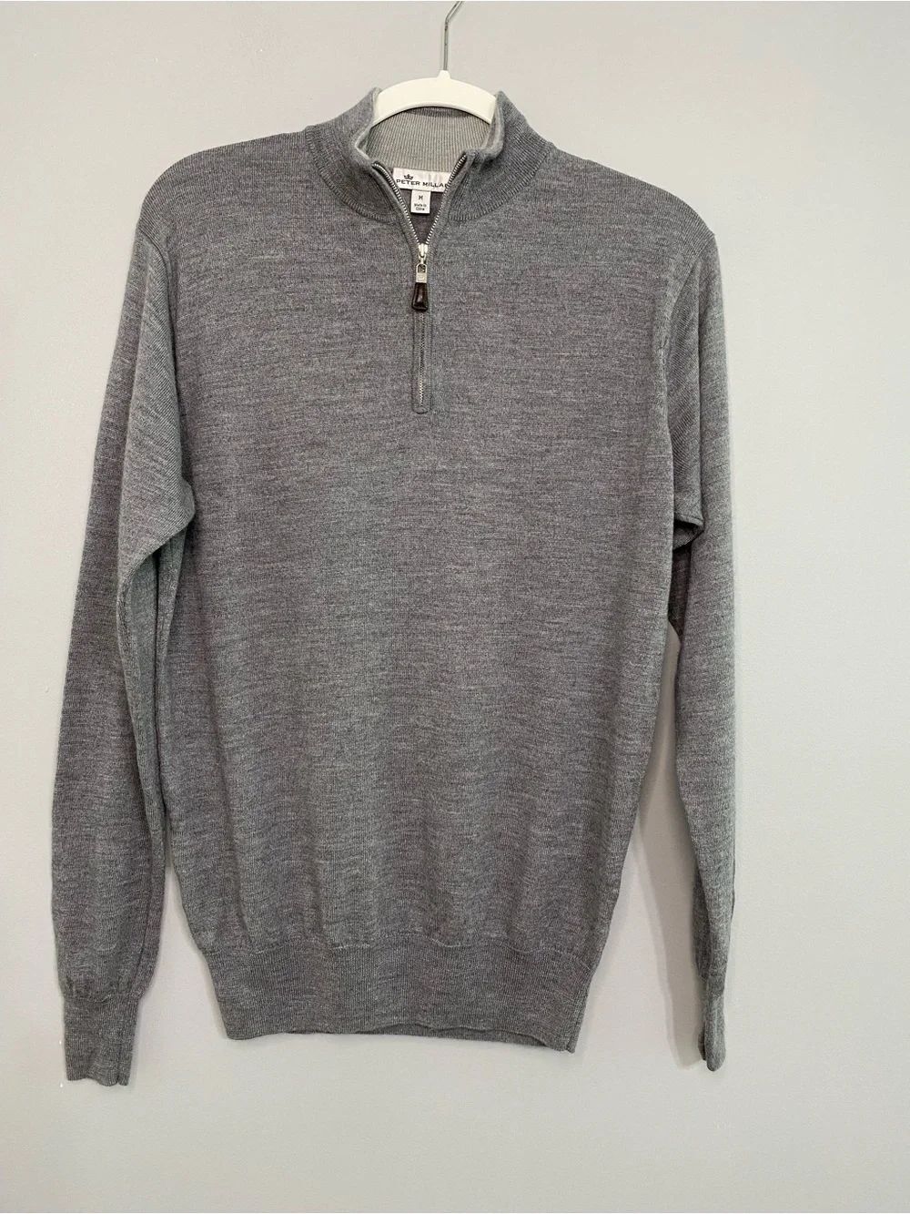 Peter Millar  Merino Wool and Silk Gray Half Zip Sweater Men’s Size M